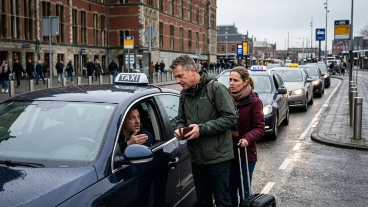 Taxistand vor dem Hauptbahnhof Amsterdam Centraal