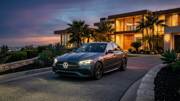 Vergleich der Frontpartien von Mercedes C-Klasse Modellen vor und nach der Modellpflege.