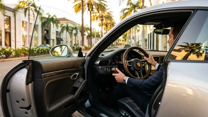 Ein silberner Porsche 911 Carrera S mit MT-Paket vor einem neutralen Hintergrund.