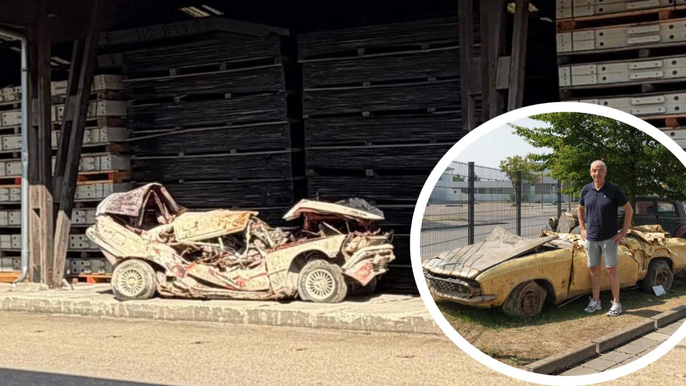 Peter Wirsching hatte bereits den Manta in seine Oldtimerfabrik geholt (Kreis). Der Dreier BMW (links) ist nach dem Malheur am Schrittplatz für ihn jetzt ein „Kunstwerk“.